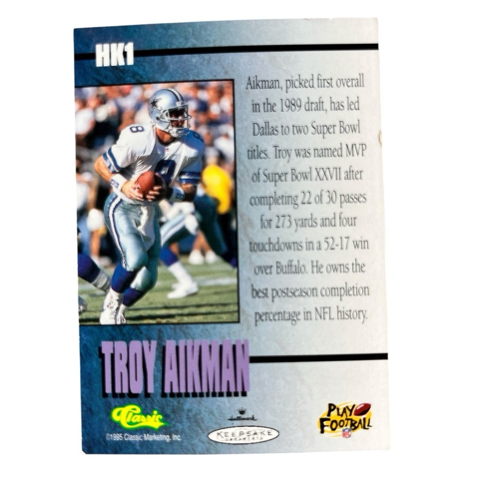 Troy Aikman Hallmark Keepsake Ornament Dallas Cowboys Football Legends - Picture 8 of 8